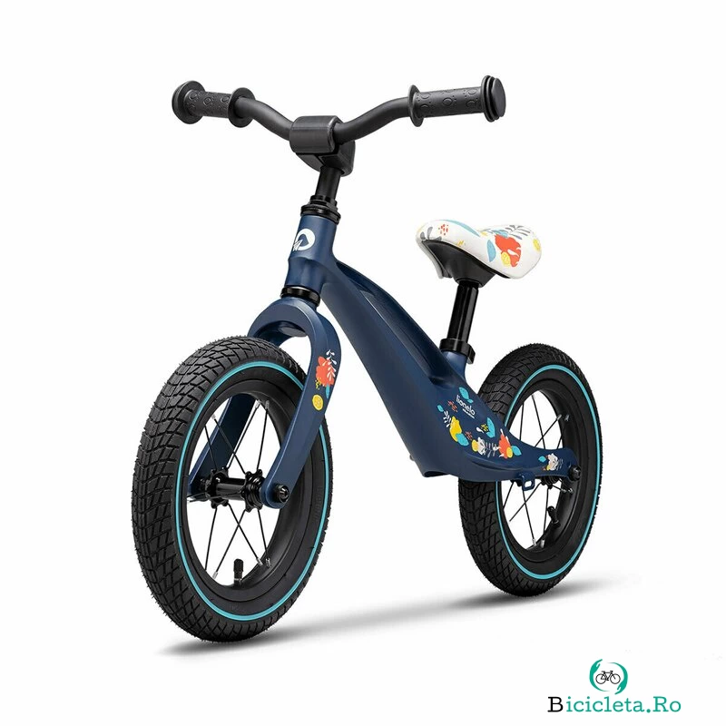 Lionelo - Bicicleta usoara Bart Air, Fara pedale, Cu roti gonflabile, Cu cadru din magneziu, Cu ghidon si sa reglabile, Greutate 3.8 Kg, 12 inch, Conform cu standardul european de securitate EN71, Albastru