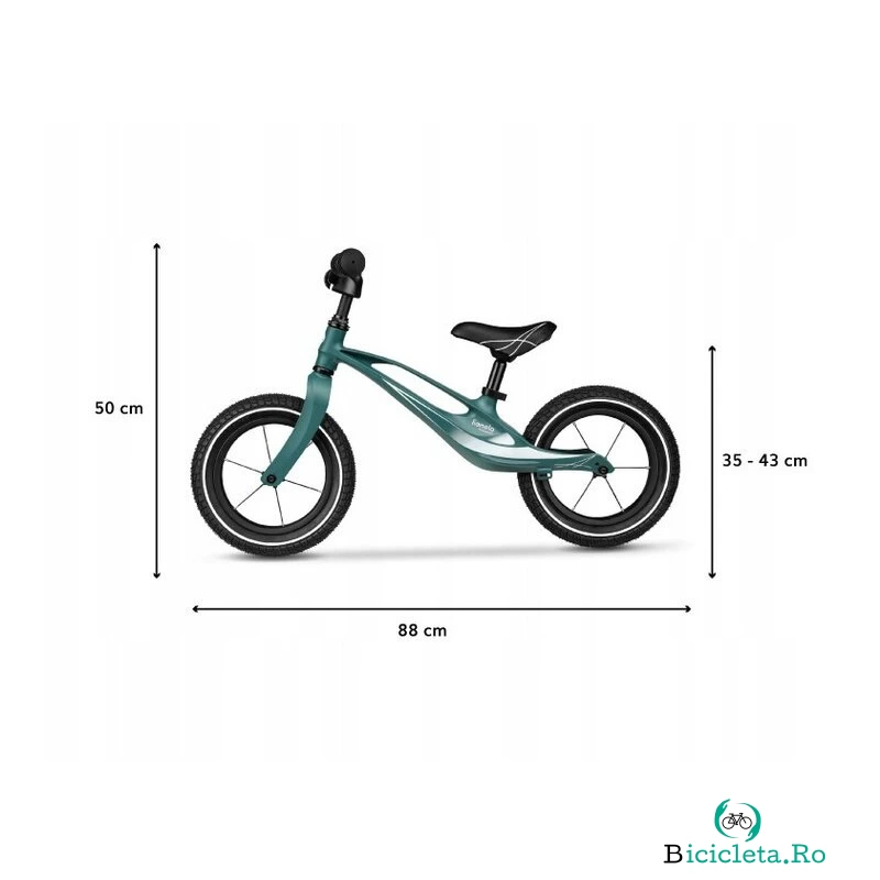Bicicleta usoara Bart Air fara pedale roti gonflabile reglabila 12 inch Green Forest Lionelo