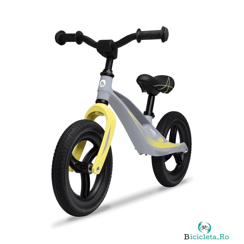 Lionelo - Bicicleta usoara Bart Tour, Fara pedale, Cu cadru din magneziu, Cu ghidon si sa reglabile, Greutate 3.8 Kg, 12 inch, Conform cu standardul european de securitate EN71, Grey Stone