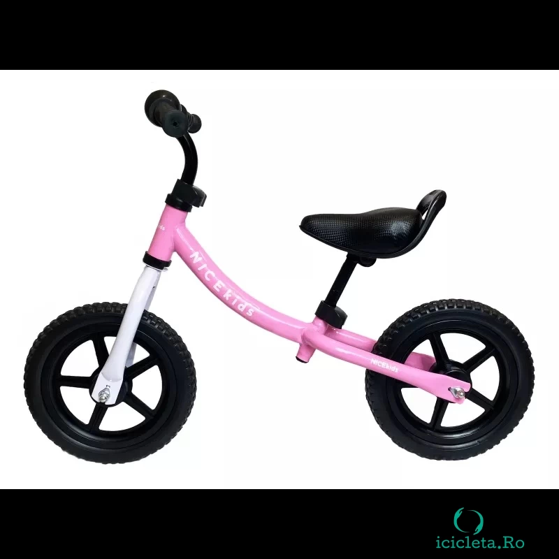 Bicicleta fara pedale 12 inch Nice Kids White Pink