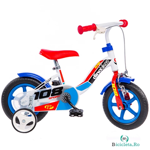 Bicicleta copii cu maner pentru parinti Dino Bikes albastru la 413.00 lei ron