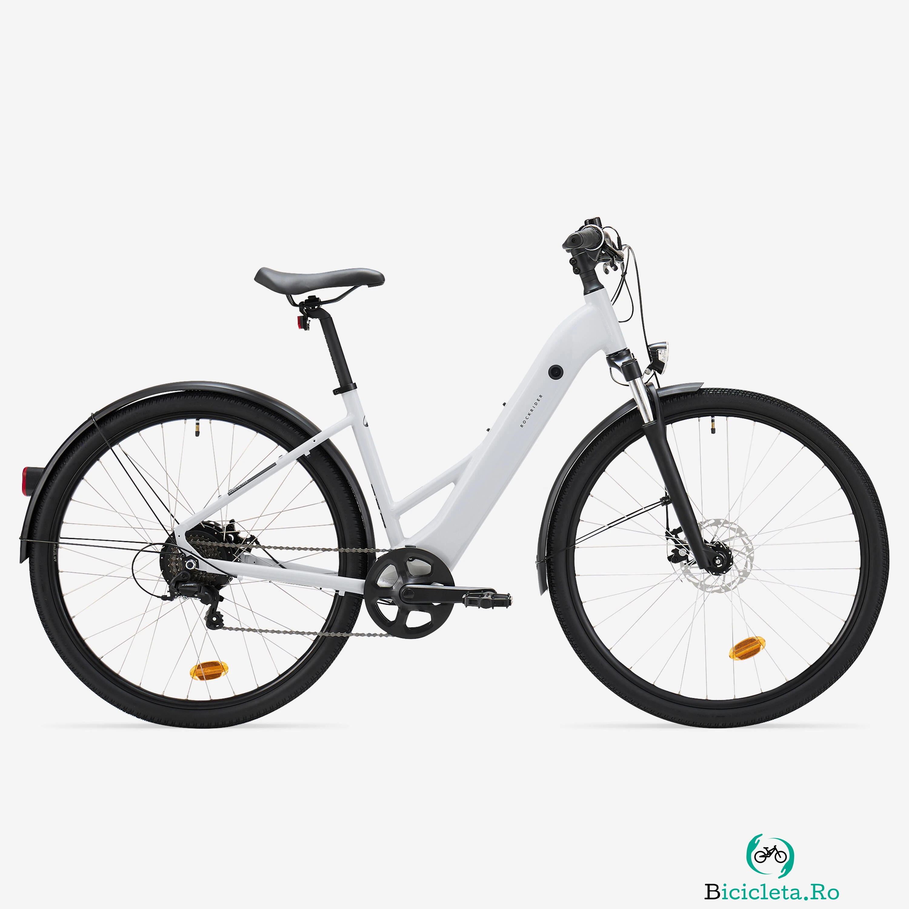 Bicicletă polivalentă electrică Cadru jos E-actv 100 Gri perlat
