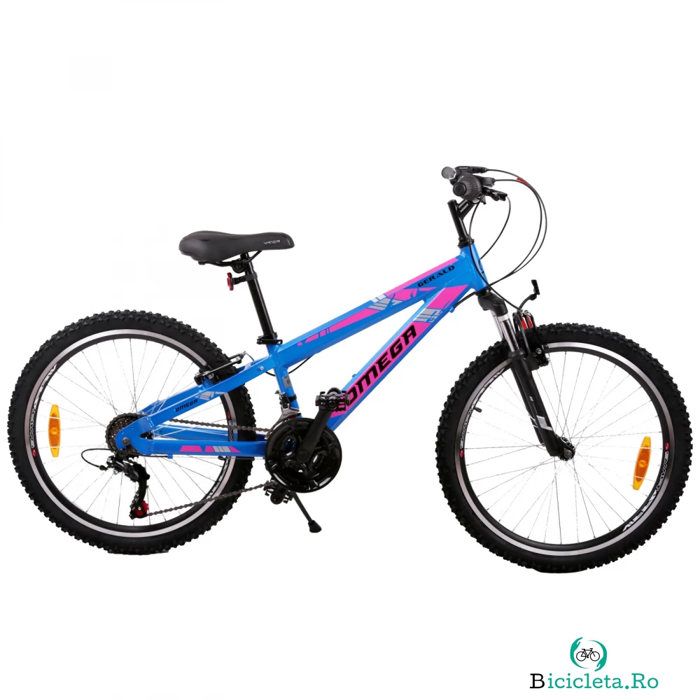 Bicicleta mountainbike copii Omega Gerald 24 inch 18 viteze albastru la 1,455.00 lei ron
