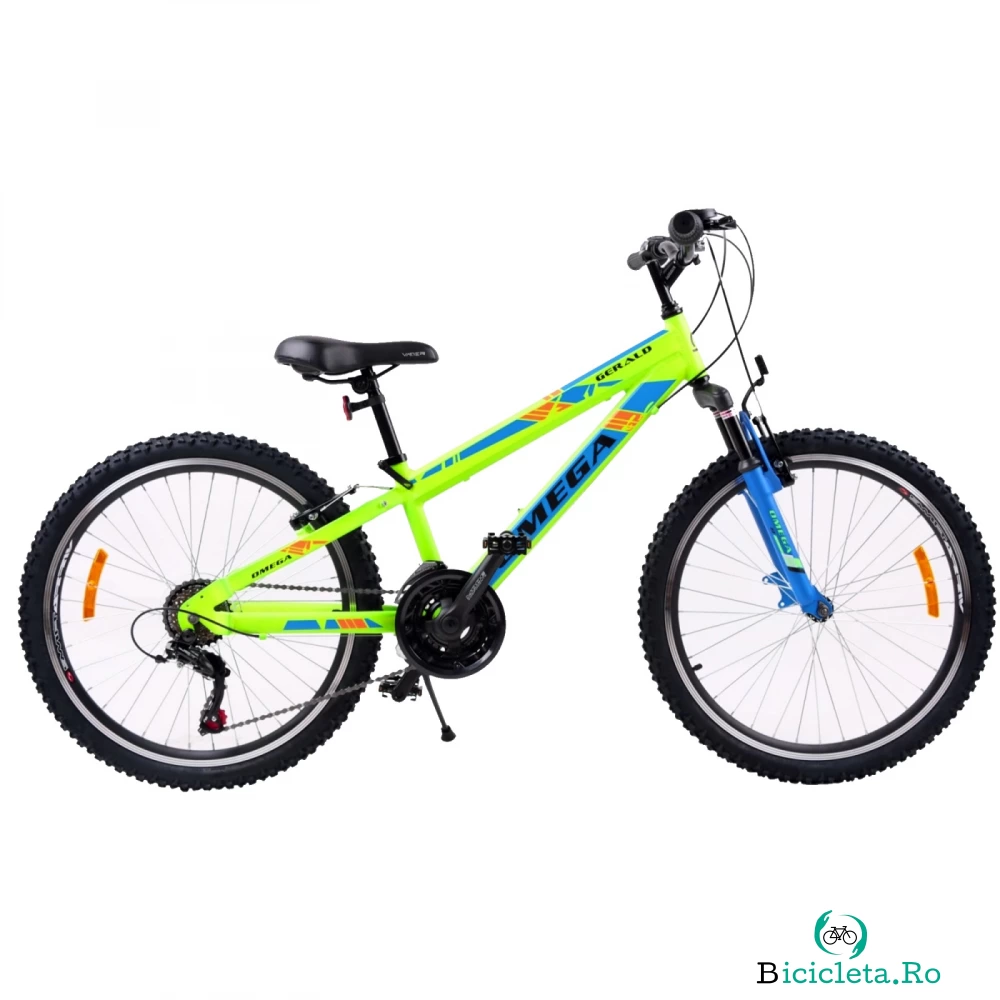 Bicicleta mountainbike copii Omega Gerald 24 inch 18 viteze verde la 1,455.00 lei ron